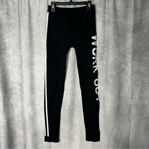 Eye Candy Black WORK OUT Leggings with White Stripe - S/M